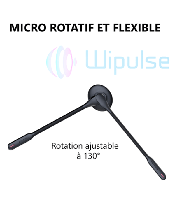 Micro perche du casque wispeak est rotatif et flexible (ajustable à 130°)