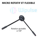 Micro perche du casque wispeak est rotatif et flexible (ajustable à 130°)